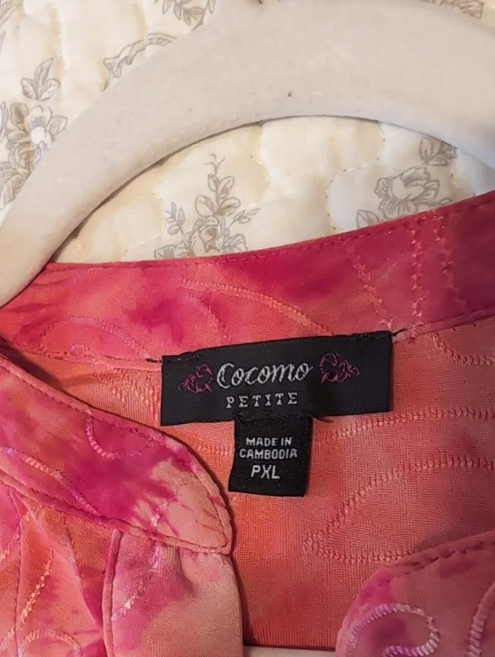 Bright Pink Patterned Button-Front Blouse - Picture 5 of 8